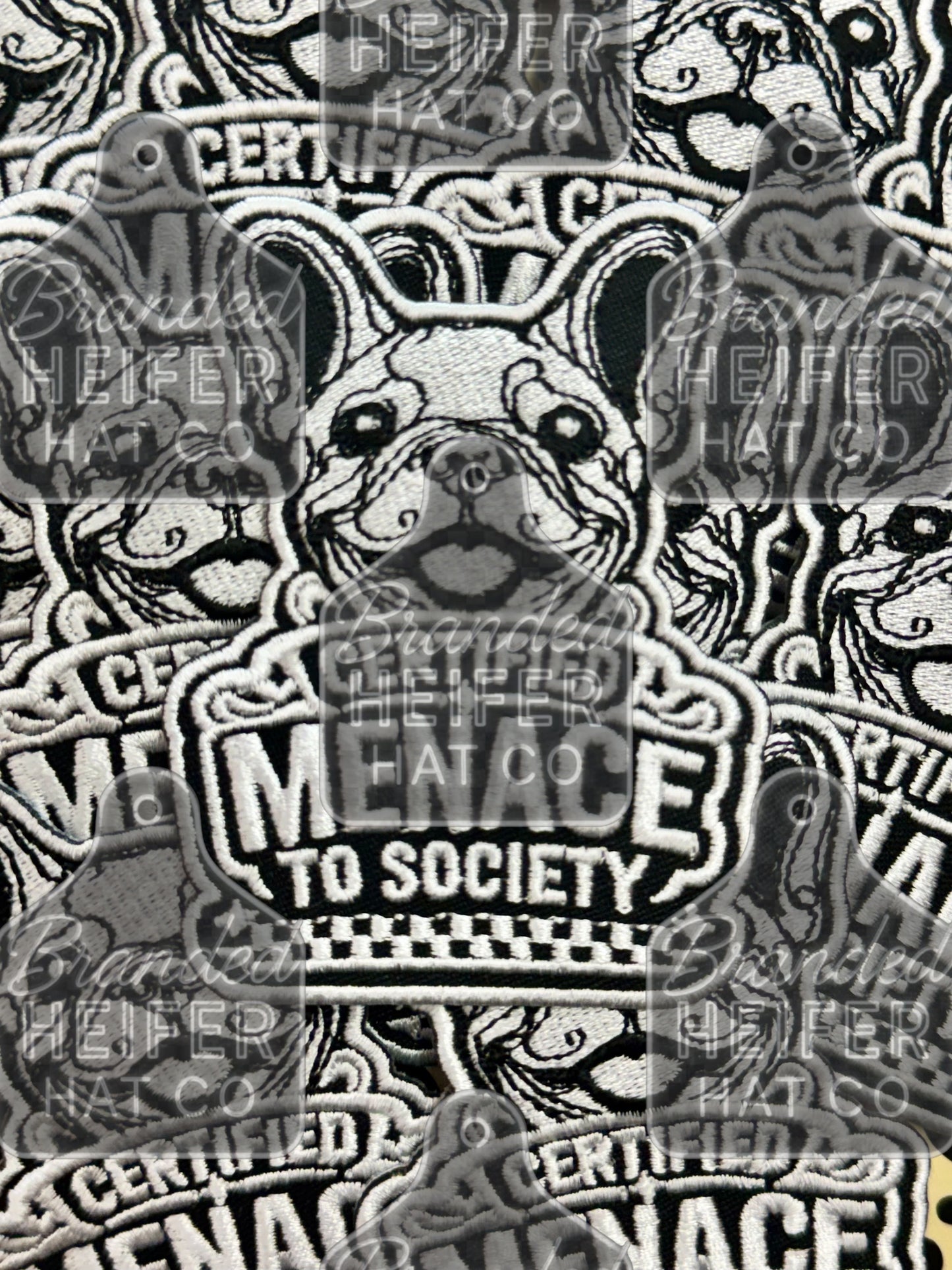 FRENCHIES ARE A MENACE EMBROIDERY PATCH