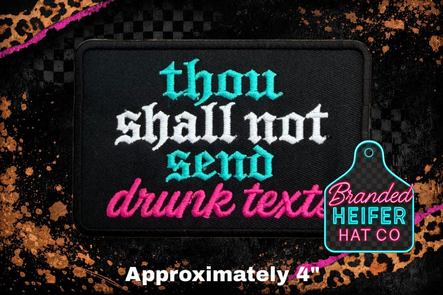 DRUNK TEXT EMBROIDERY PATCH
