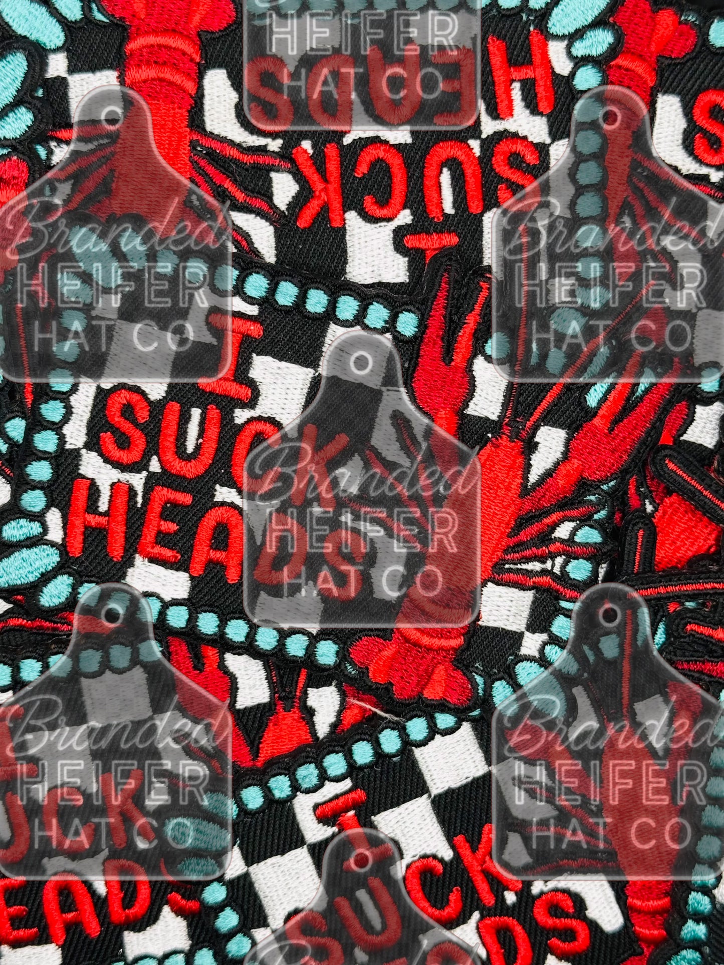 I suck heads Crawfish embroidery patch