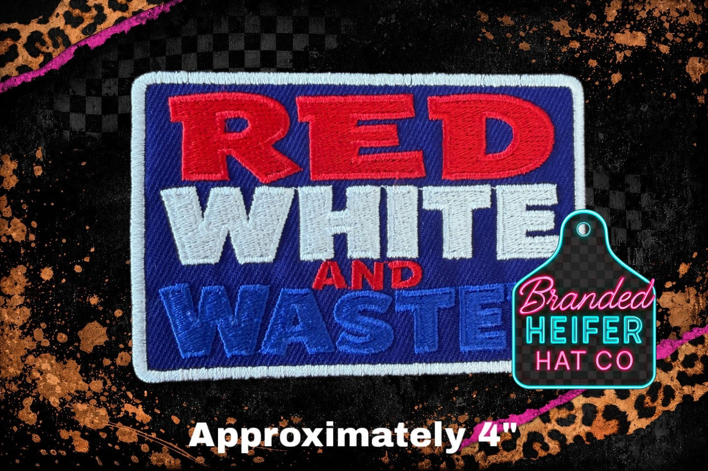 RED WHITE WASTED EMBROIDERY PATCH