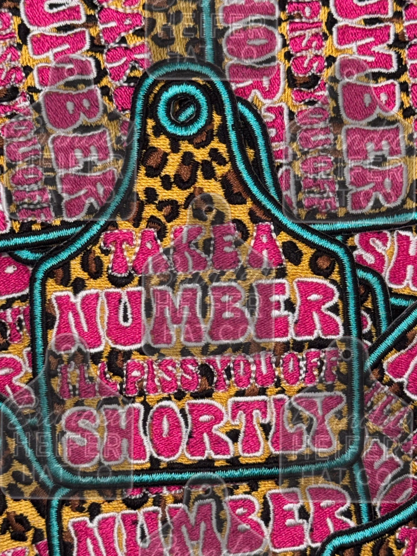 Take a number embroidery patch
