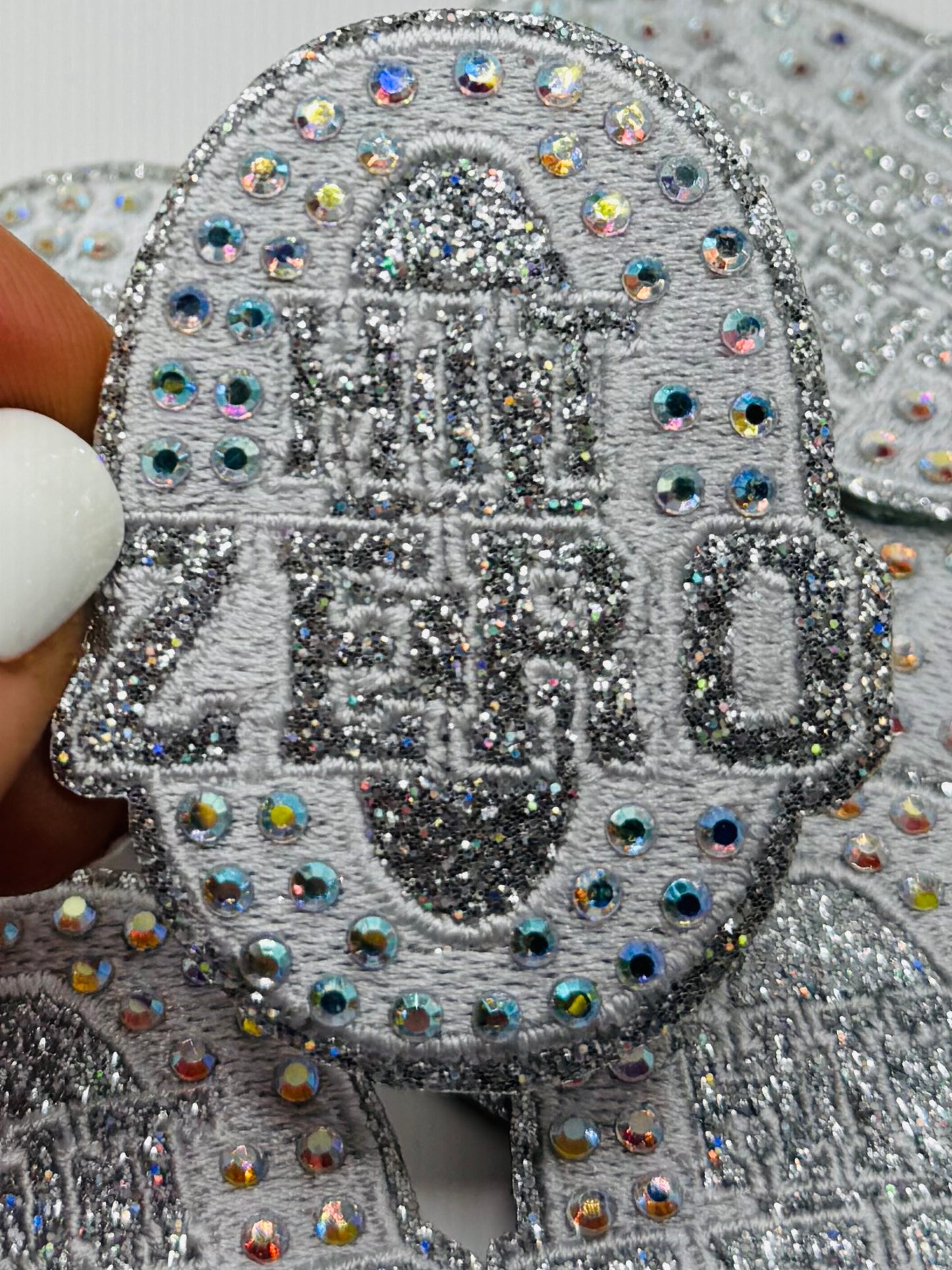 Hit 0 rhinestone embroidery patch