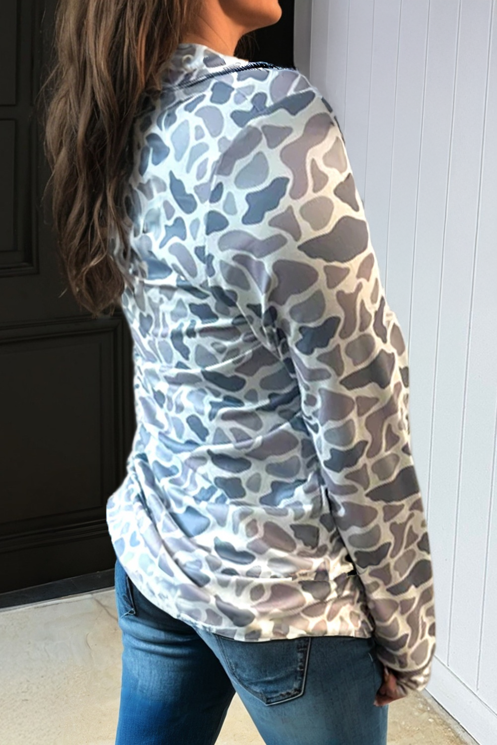 LAS Camouflage Kangaroo Pocket Zip Pullover Sweatshirt(S-XL)