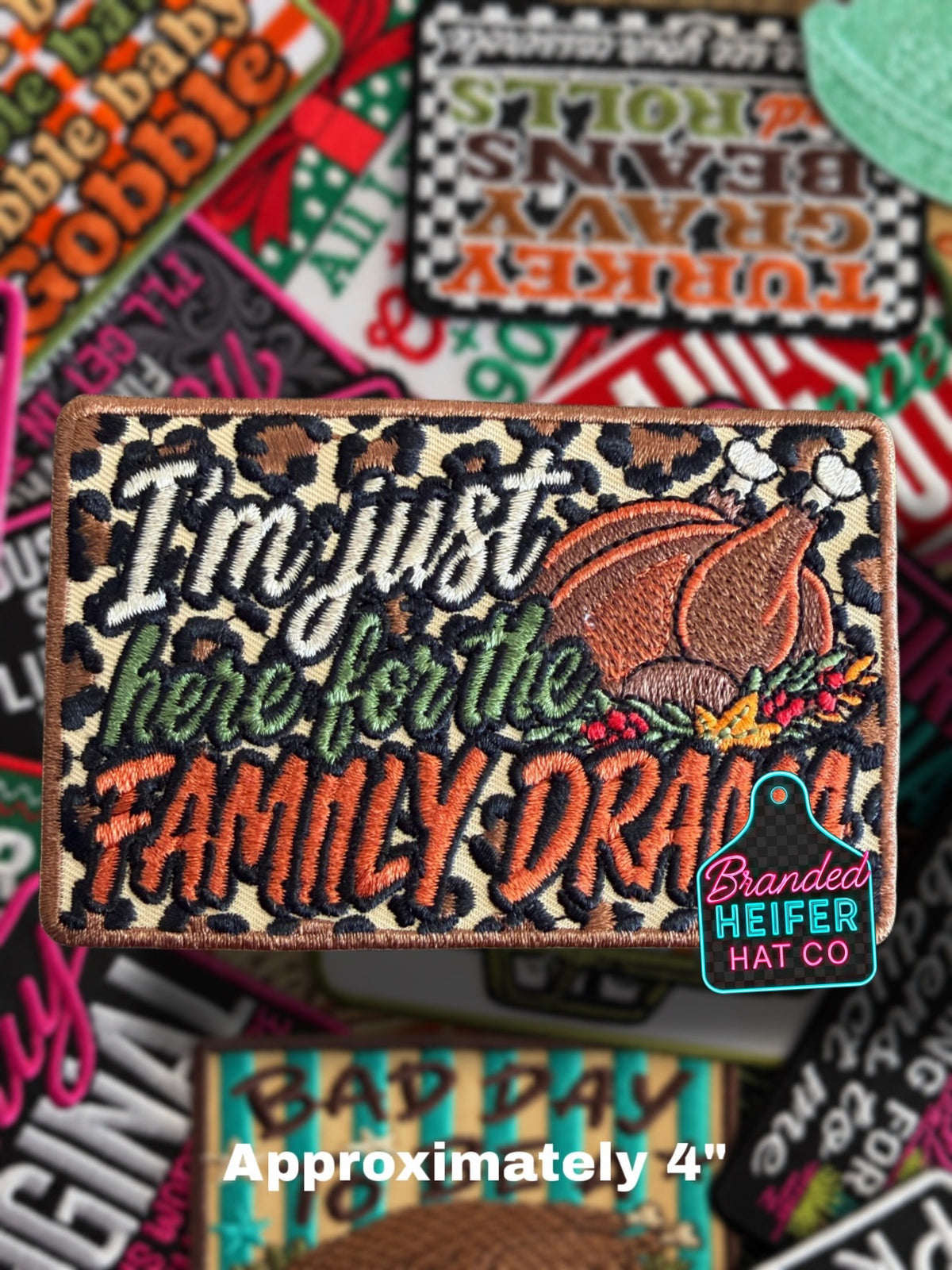 IM JUST HERE FOR THE FAMILY DRAMA | EMBROIDERED HAT PATCH