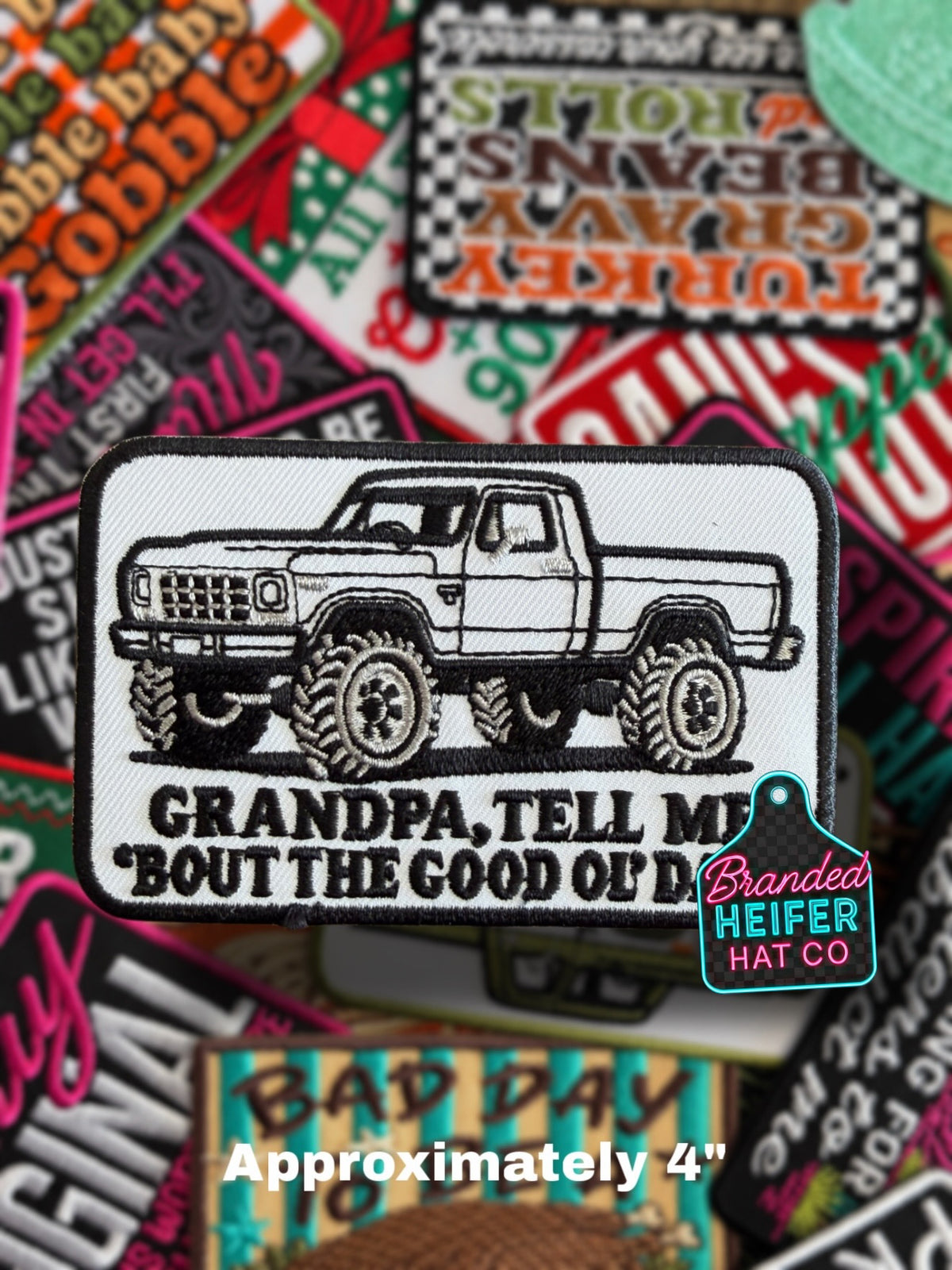 GRANDPA TELL ME | EMBROIDERED HAT PATCH