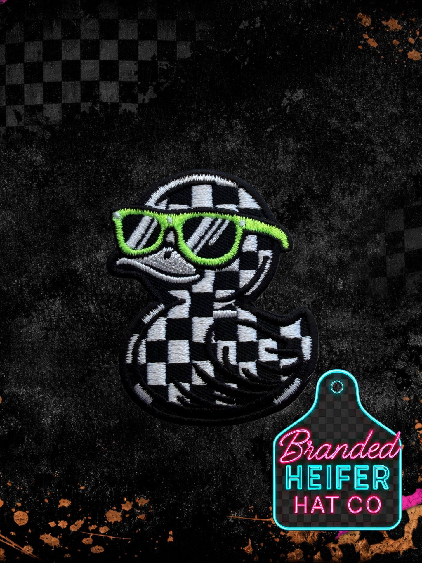 CHECKERED DUCK WITH NEON GLASSES | EMBROIDERY PATCH