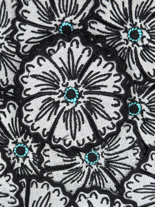 Western flower embroidery patch