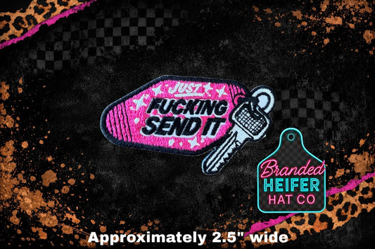 PINK SEND IT KEY l EMBROIDERY PATCH