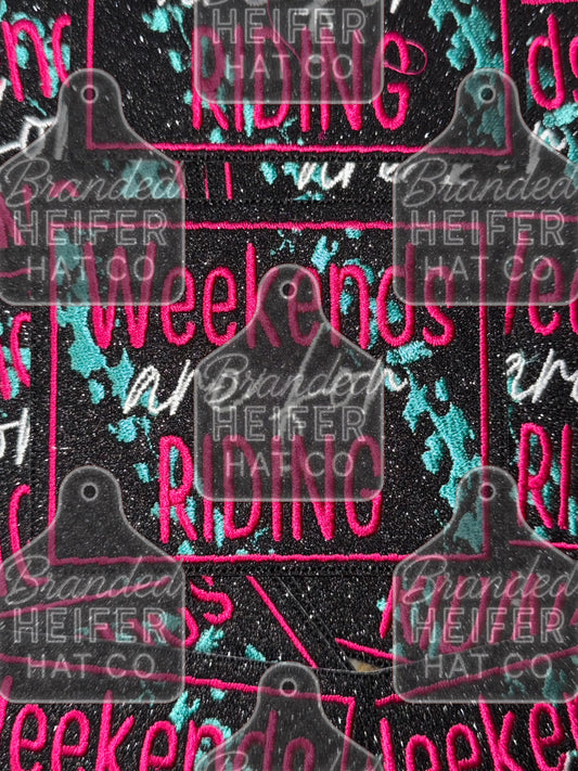 Weekends are for riding glitter embroidery patch