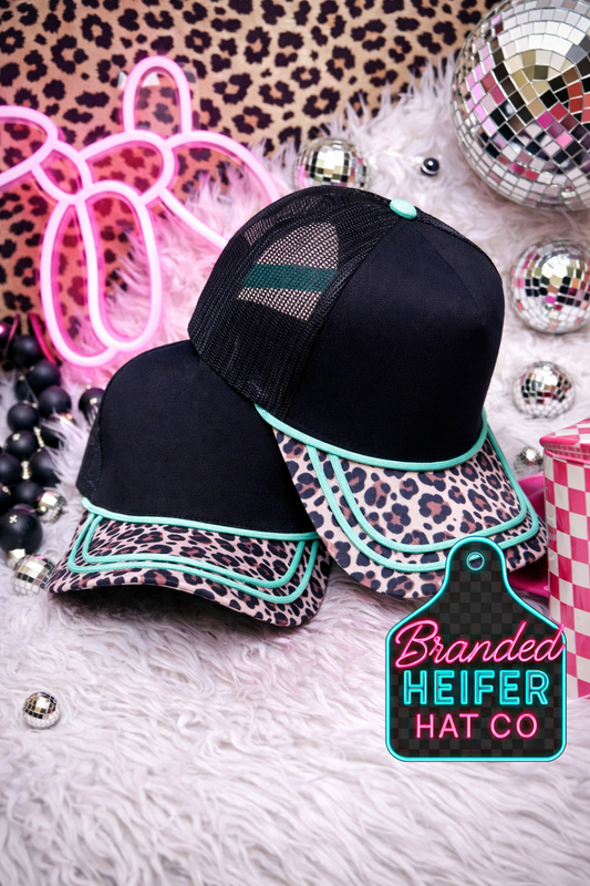 LEOPARD MESH BACK CANVAS TRUCKER HAT