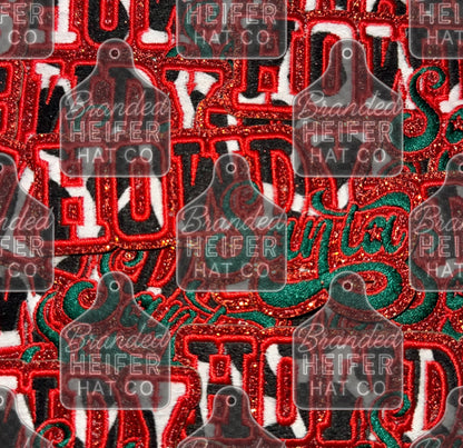 Faux Cowhide Howdy Santa Glitter Embroidery Patch