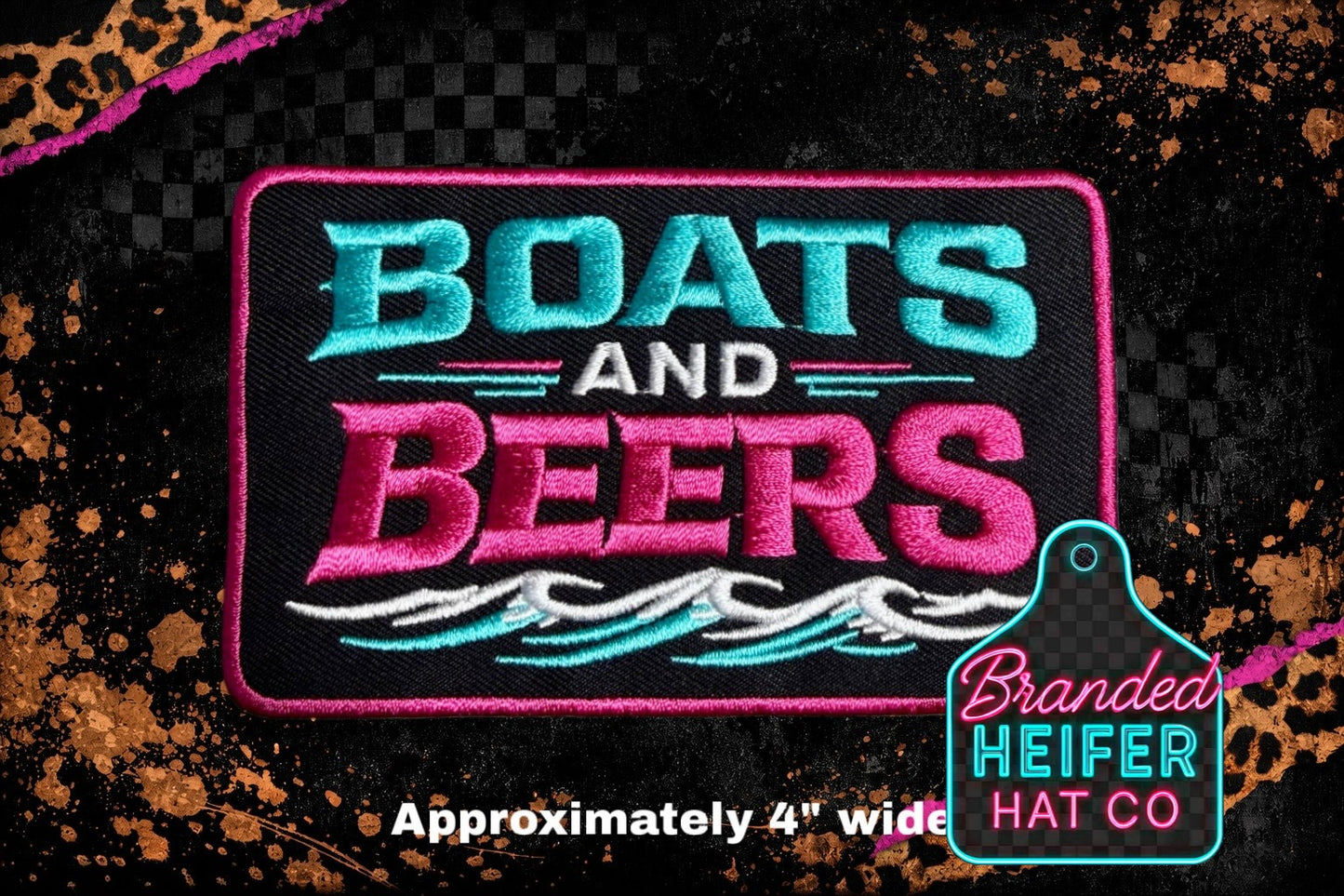LARGE BOATS N BEER EMBROIDERY PATCH