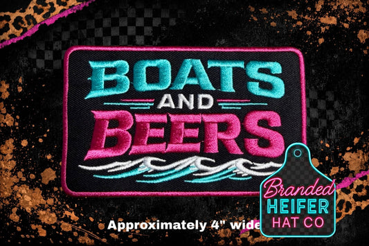 LARGE BOATS N BEER EMBROIDERY PATCH