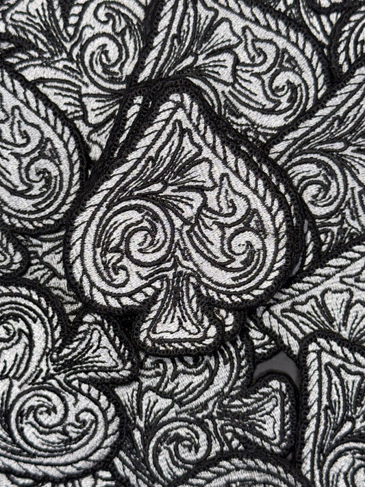 Tooled spade embroidery patch