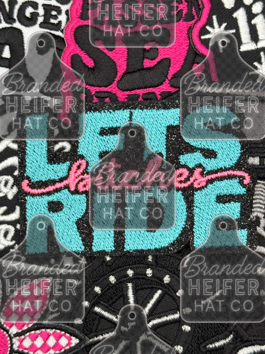 Let’s ride glitter embroidery patch