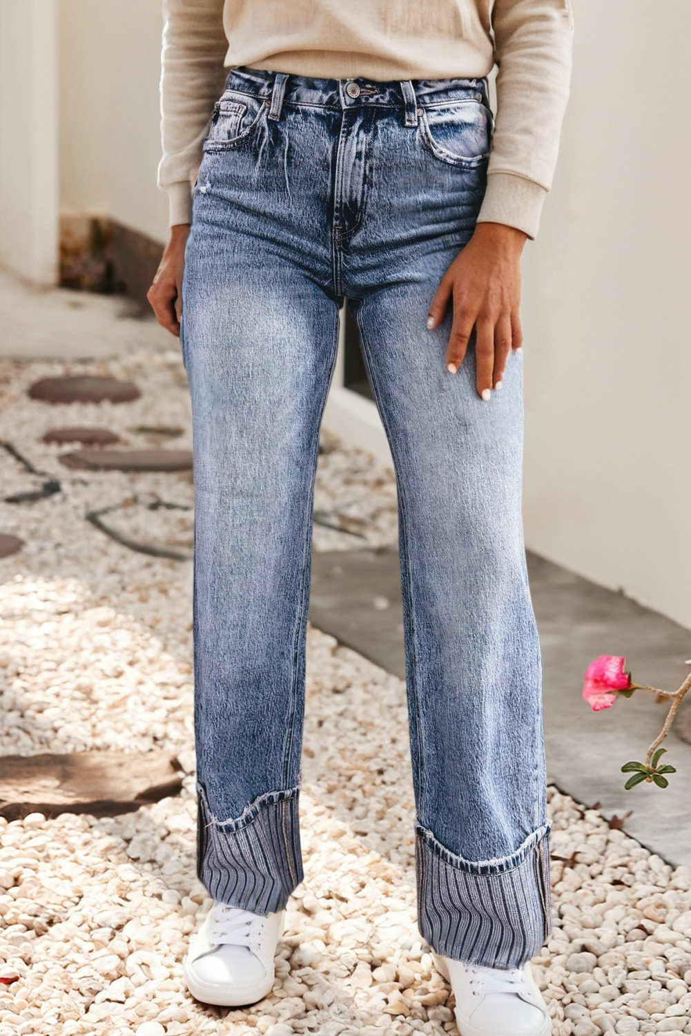 LDC Cuffed Straight Loose Jeans