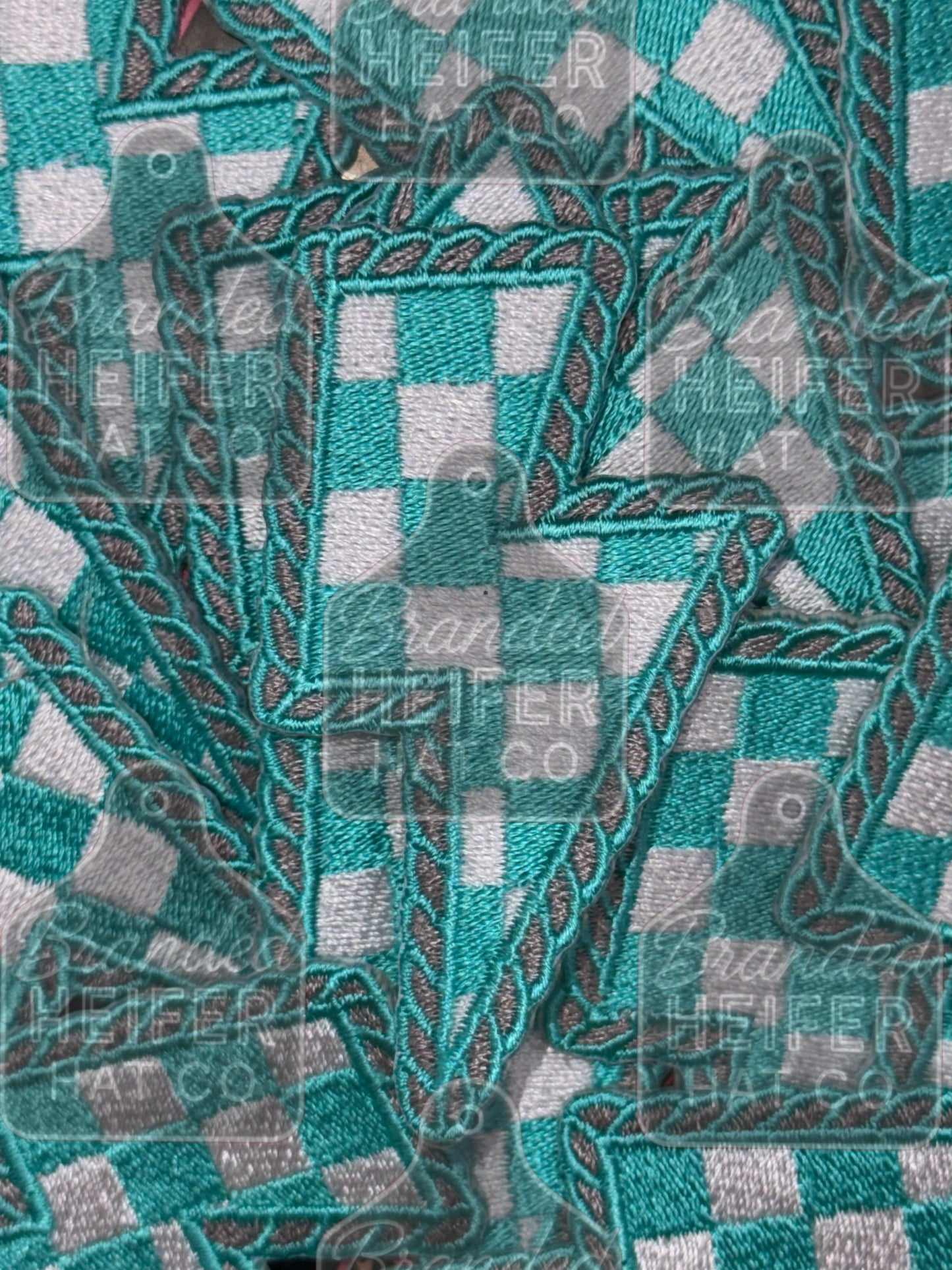 Teal blue lightning bolt embroidery patch