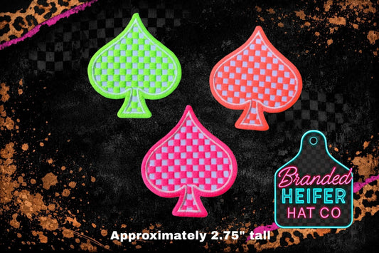 NEON CHECKERED SPADE  | EMBROIDERY PATCH