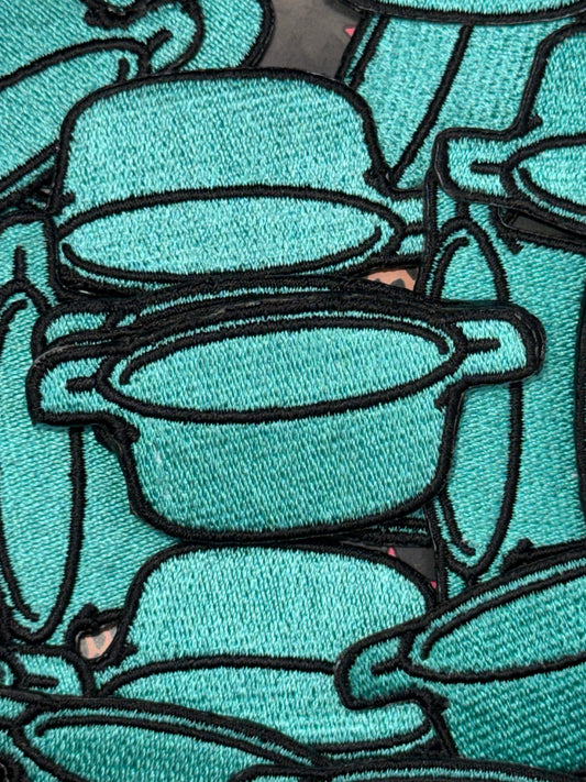 Feed pan embroidery patch