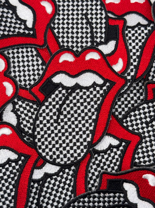 Checkered stones embroidery patch
