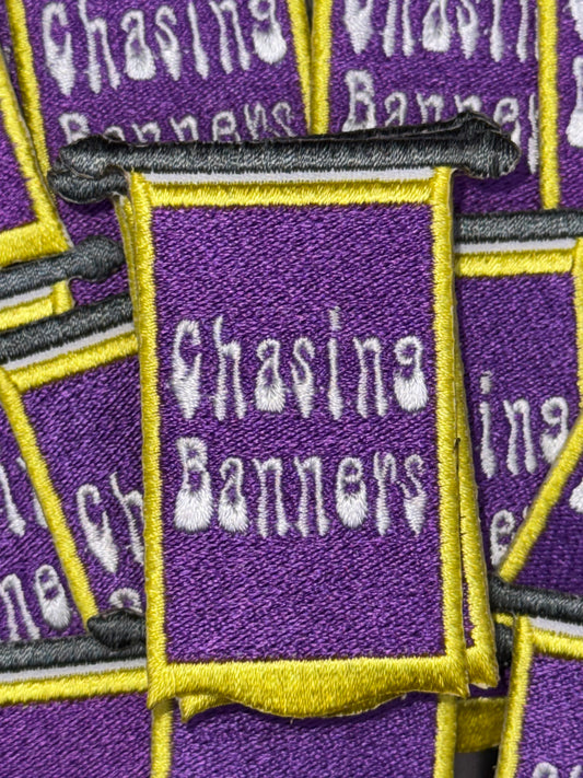 Chasing banners embroidery patch