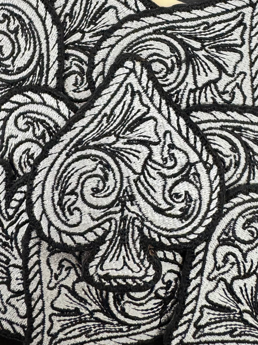 Tooled spade embroidery patch
