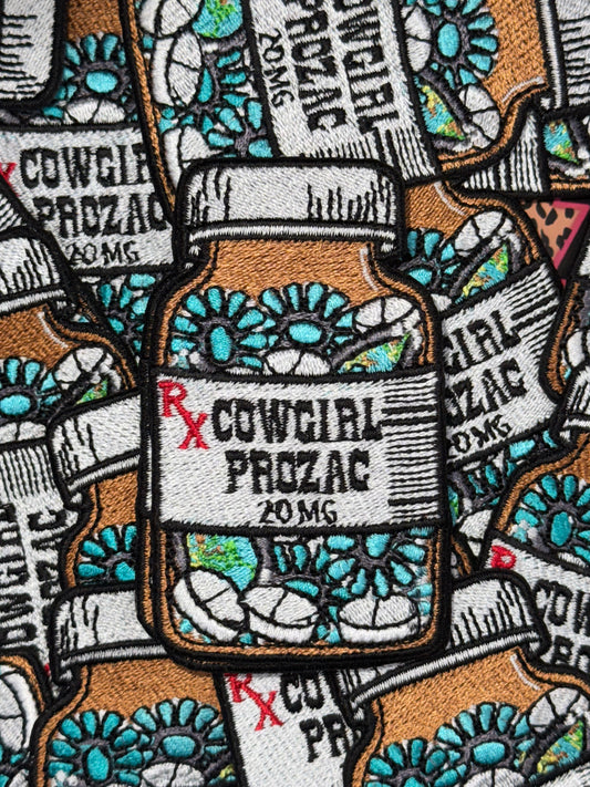 Cowgirl Prozac embroidery patch