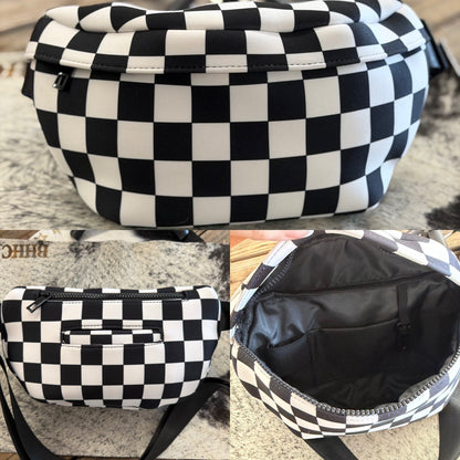 NEOPRENE CHECKERED BUM BAG