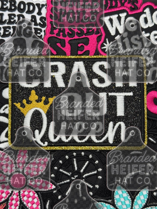Crash out queen glitter embroidery patch
