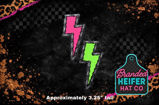 NEON CHAIN BOLT EMBROIDERY PATCH