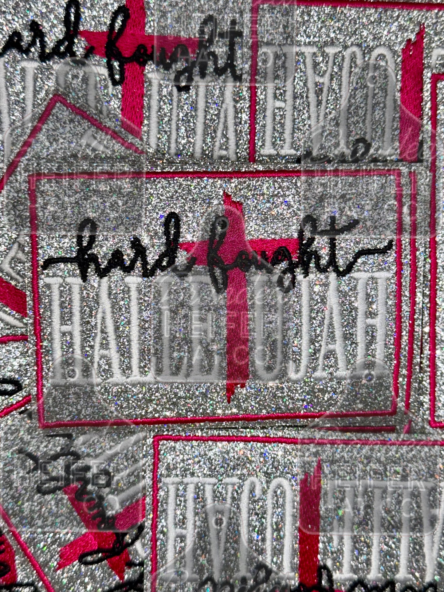 Hard fought glitter embroidery patch