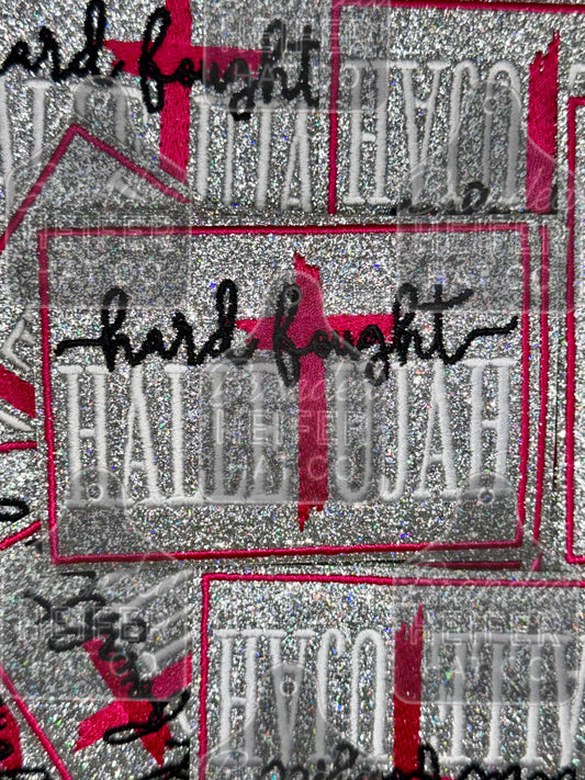 Hard fought glitter embroidery patch