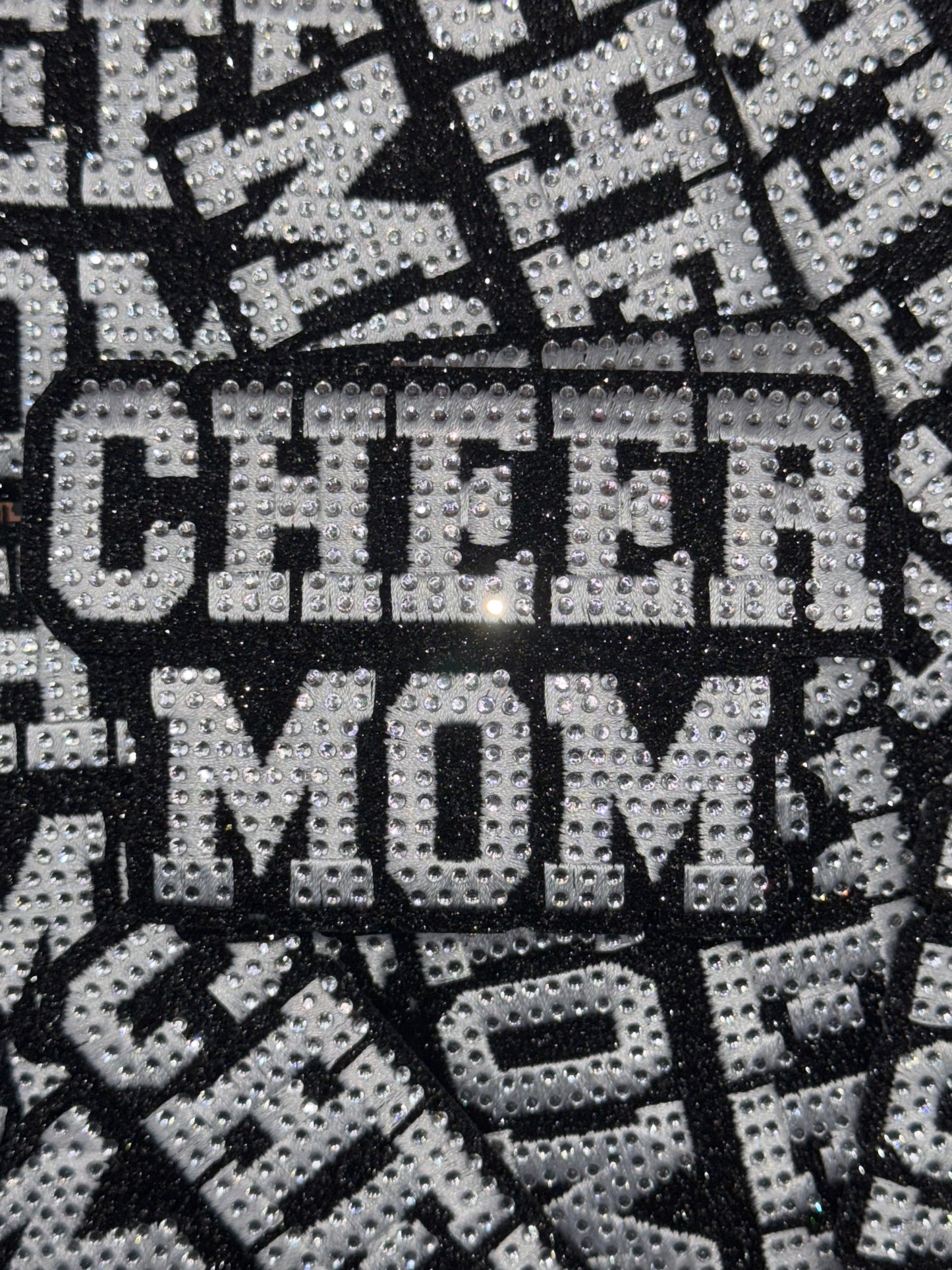 Cheer mom rhinestone glitter embroidery patch