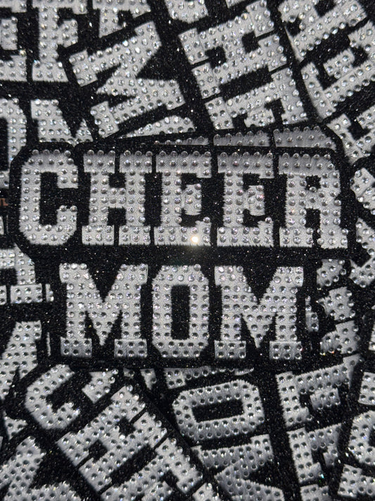 Cheer mom rhinestone glitter embroidery patch