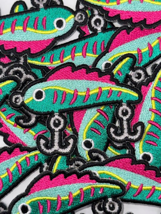 Top water lure embroidery patch