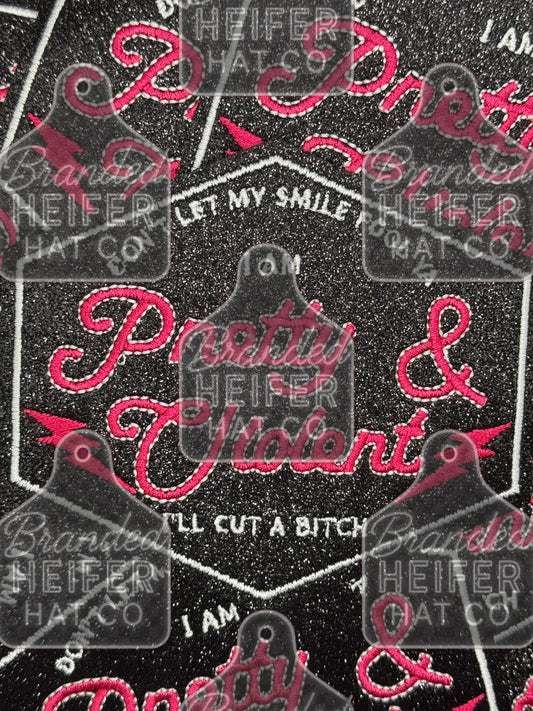 Pretty and violent glitter embroidery patch