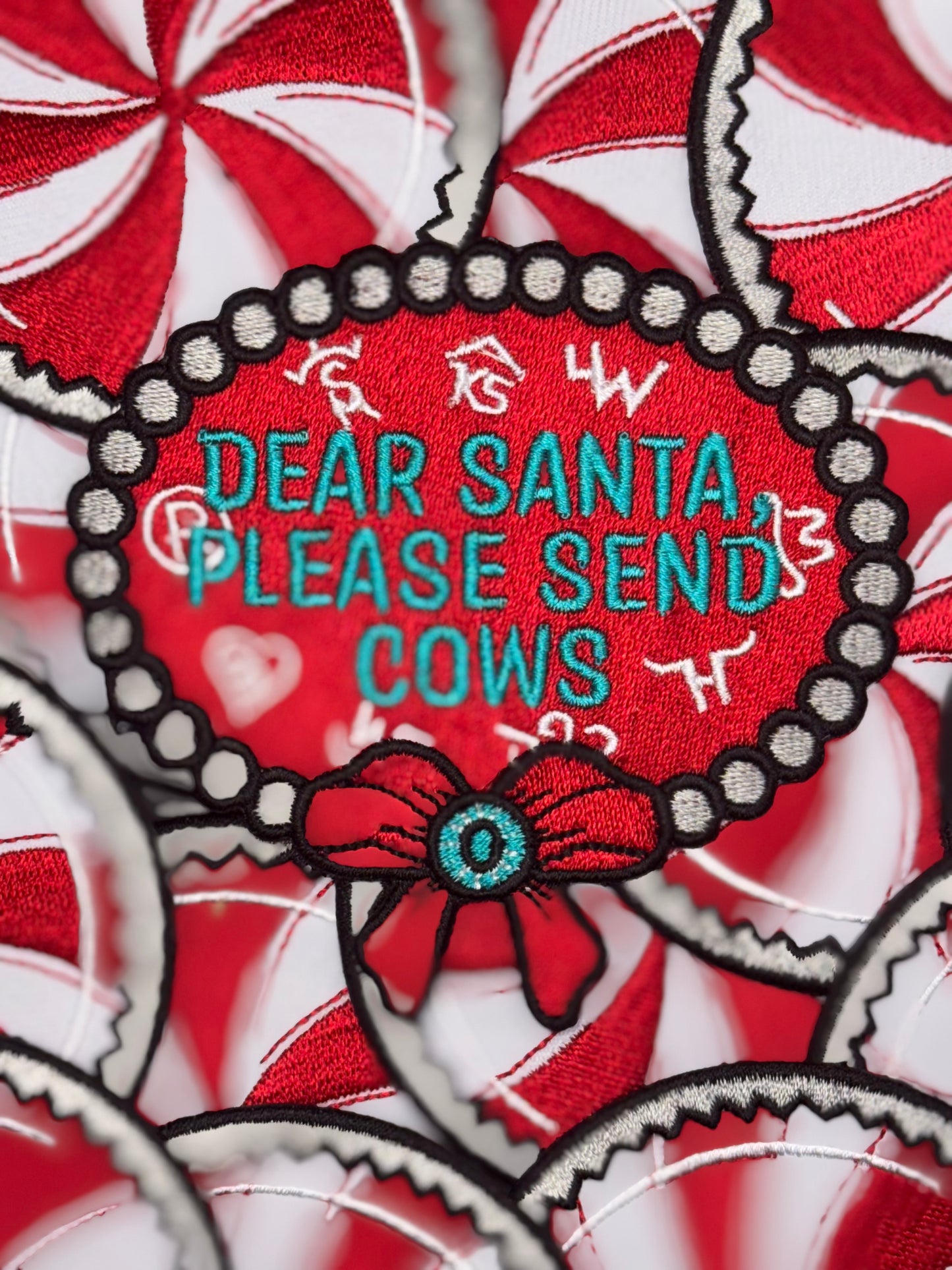 Dear Santa please send cows embroidery patch