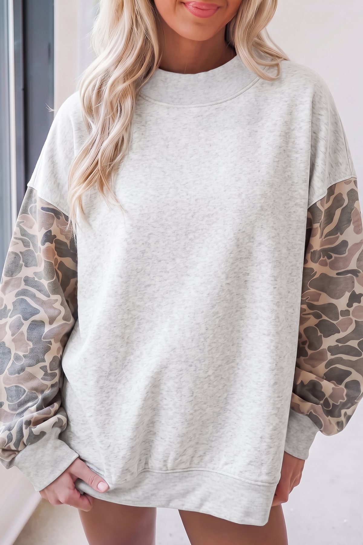 NEW Camo Colorblock Contrast Trim Oversized Sweatshirt |S-4X