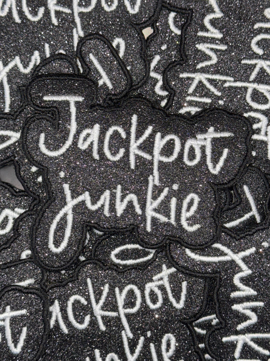 Jackpot junkie glitter embroidery patch