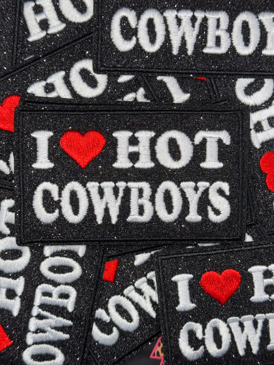 I ❤️ hot cowboy embroidery glitter patch
