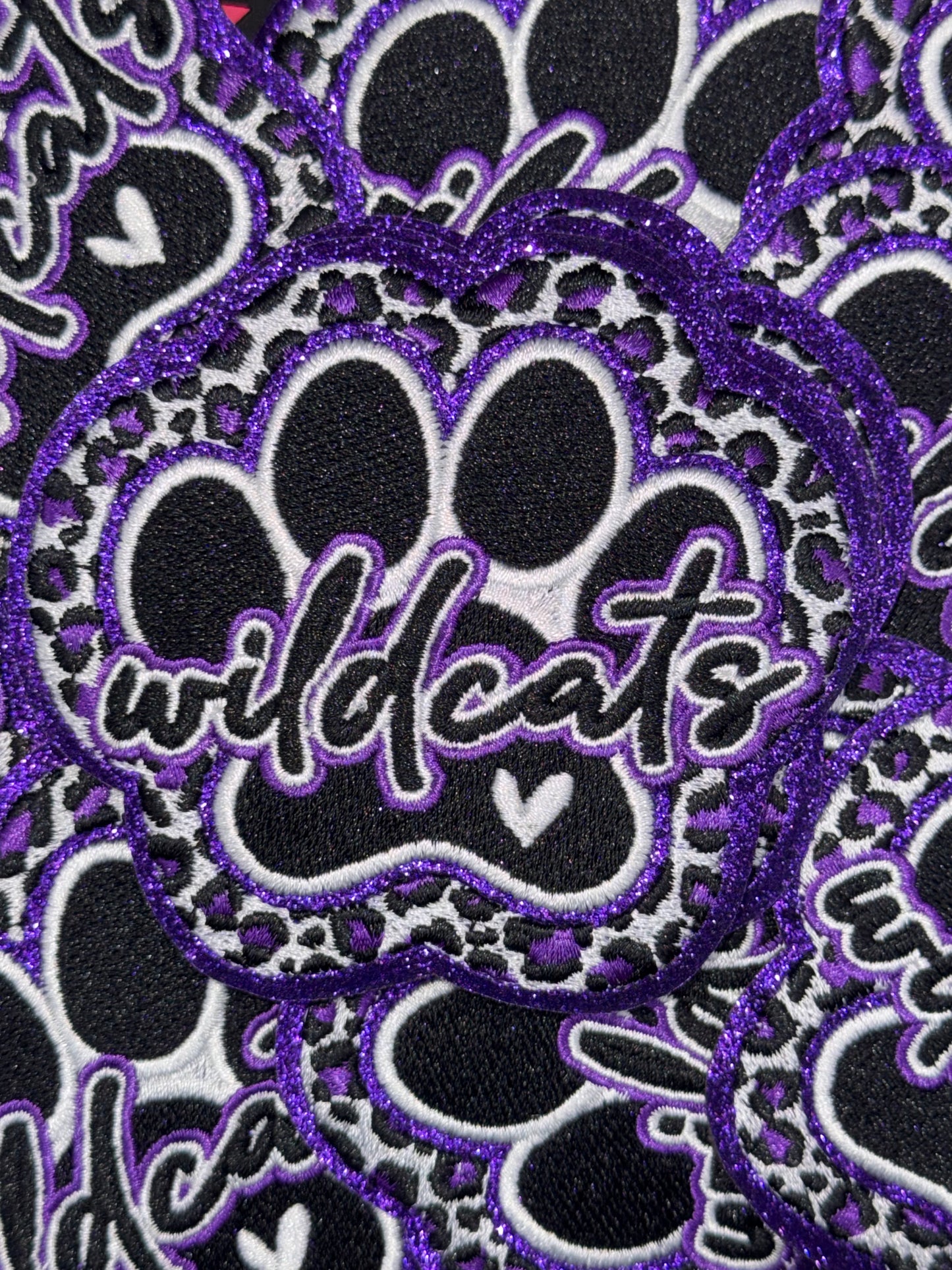 Wildcat paw glitter embroidery patch