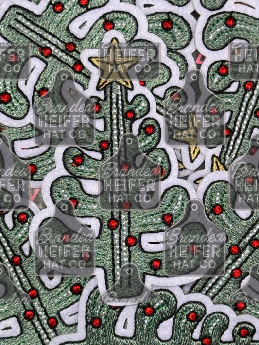 Cactus Christmas tree embroidery patch