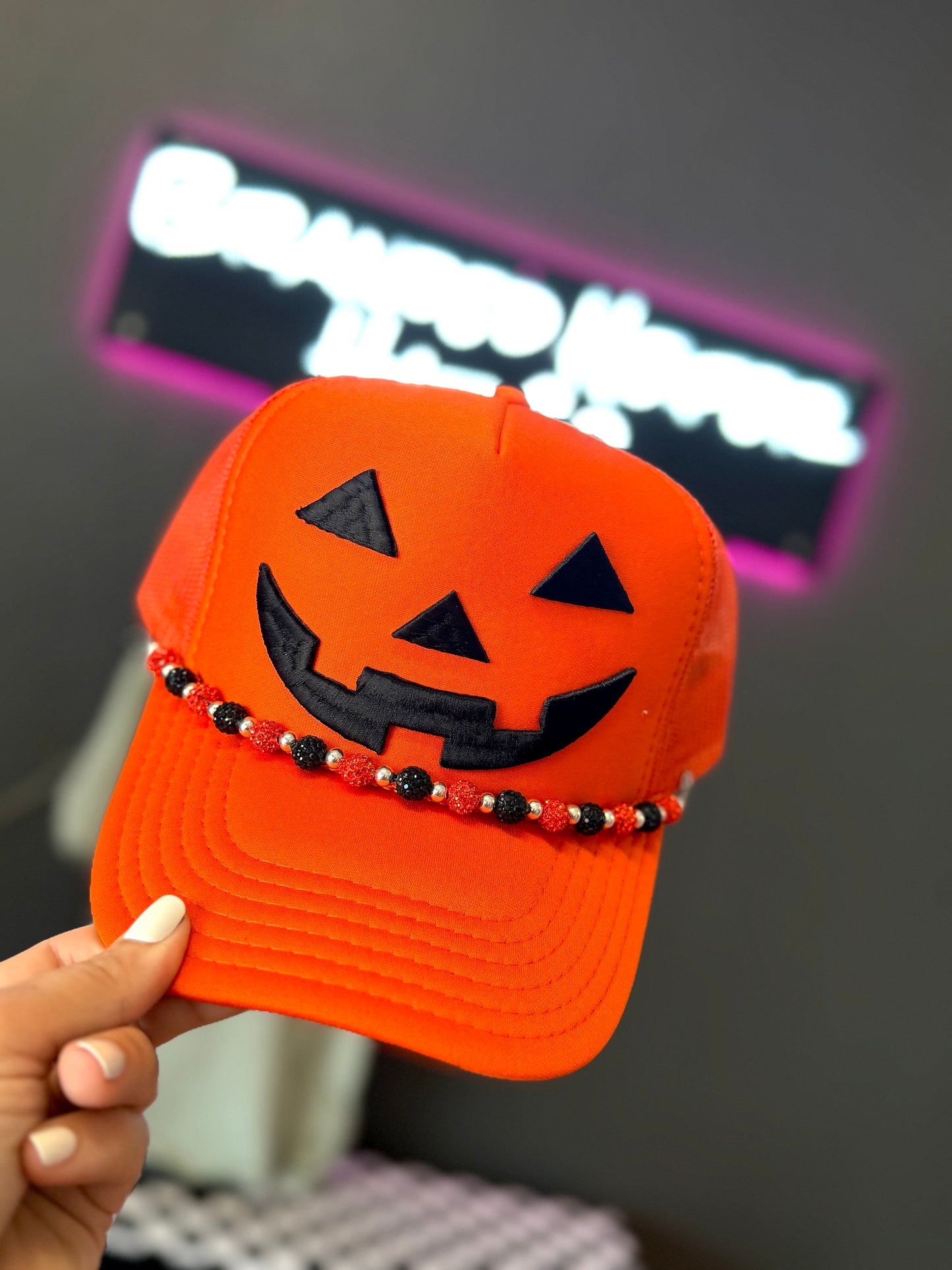 JACK-O-LANTERN EMBROIDERY PUFF PATCH