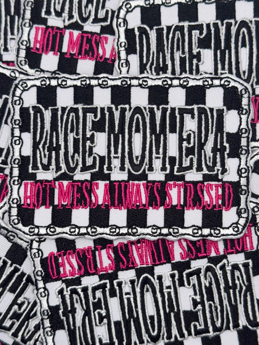 Race mom era embroidery patch