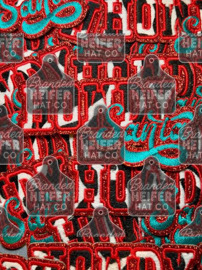 Faux Cowhide Howdy Santa Glitter Embroidery Patch