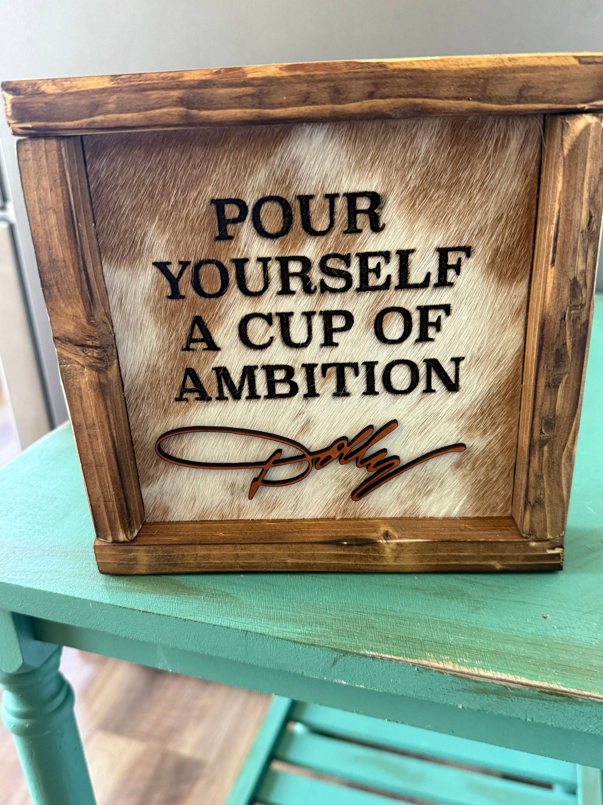 Dolly Parton Framed Cowhide Sign