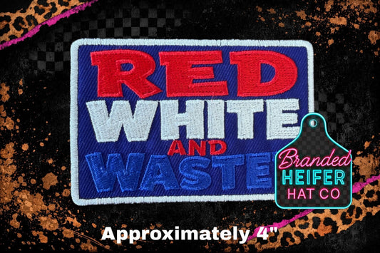 RED WHITE WASTED EMBROIDERY PATCH