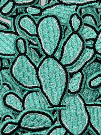 Checkered cactus (multiple colors) embroidery patch