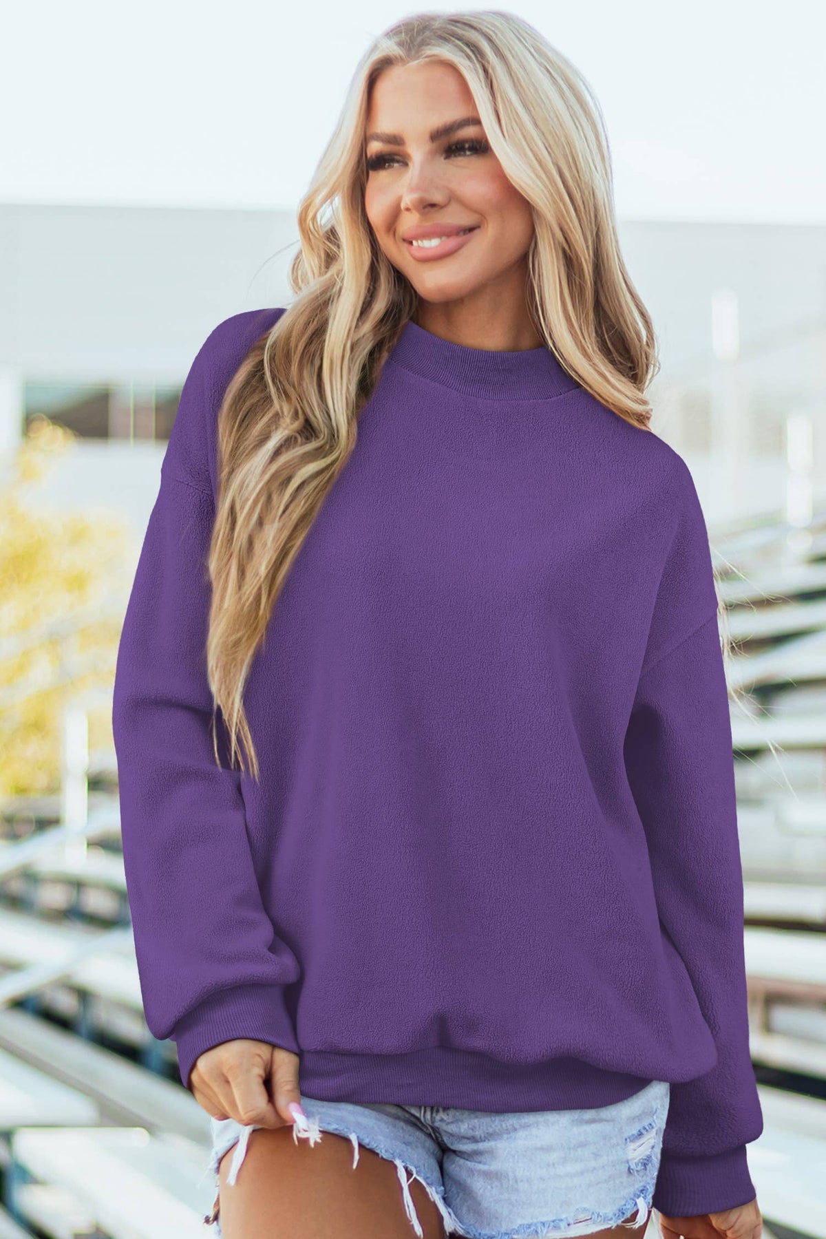 Game Day Oversize Reversible Mock Neck Sweatshirt | S-4X