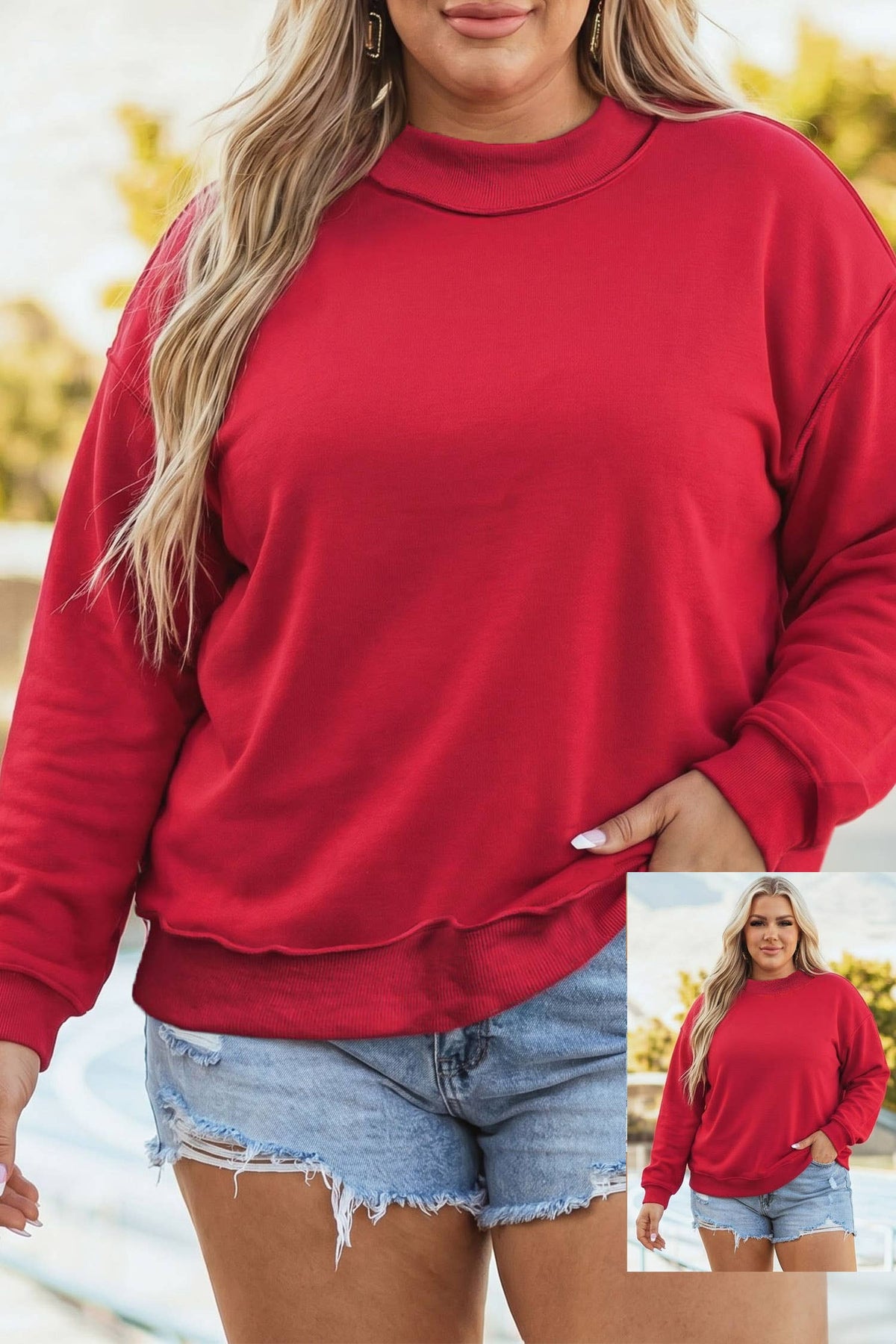 Game Day Oversize Reversible Mock Neck Sweatshirt | S-4X